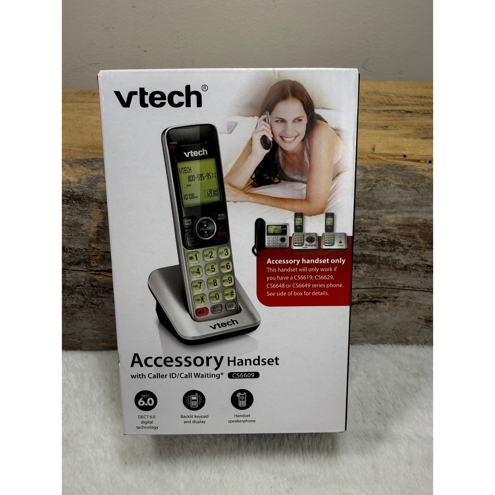 VTech CS6609 DECT 6.0 Digital Accessory Handset with Caller ID Silver Black‎ NEW